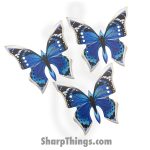 VOC - AB15BL - 4" 3pc "Butterfly" Throwing Star Set w/ Case - Fixed Blade Knife - 3Cr13 SS Coated - 3Cr13 SS - Blue Silver