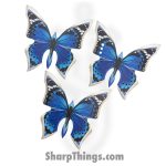 VOC - AB15BL - 4" 3pc "Butterfly" Throwing Star Set w/ Case - Fixed Blade Knife - 3Cr13 SS Coated - 3Cr13 SS - Blue Silver - Image 2