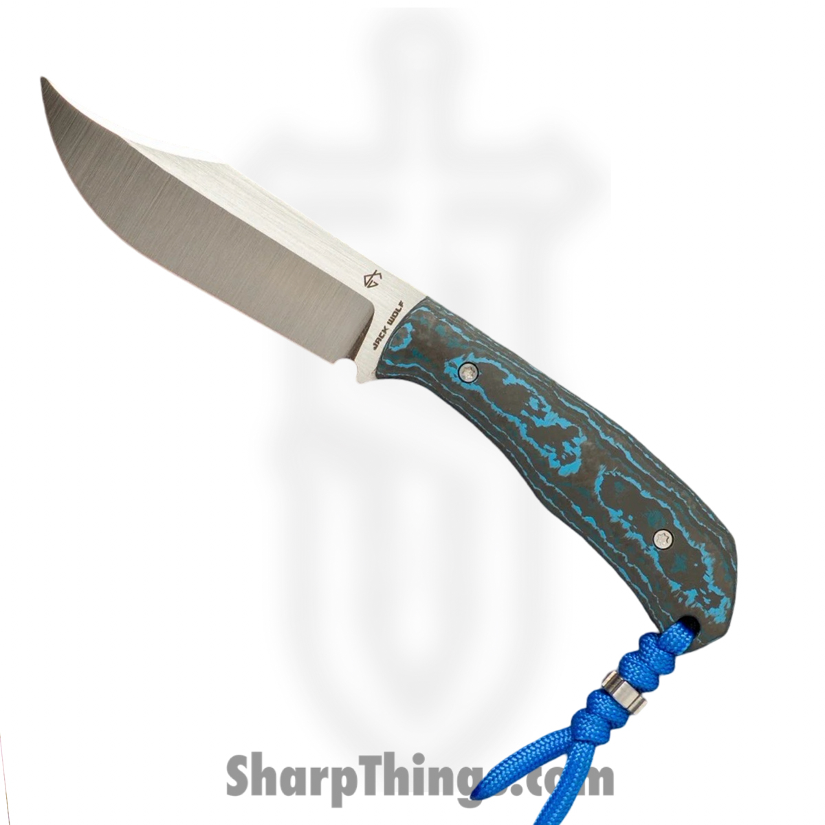 BORDE-01-FC-ARCTIC_1.jpg Jack Wolf Knives - BORDE-01-FC-ARCTIC - Bordertown Bowie - Fixed Blade Knife - S90V Satin Bowie - Fat Carbon - Artic Storm - Image 1