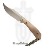 Jack Wolf Knives - BORDE-01-TI-STAR - Bordertown Bowie - Fixed Blade Knife - S90V Stonewash Bowie - Starburst Titanium - Gray
