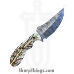Silverline USA - DM002 - Skinner - Fixed Blade Knife - 1095|15N20 Damascus Clip Point - G10 - Brown|White - Image 2