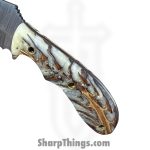 Silverline USA - DM002 - Skinner - Fixed Blade Knife - 1095|15N20 Damascus Clip Point - G10 - Brown|White - Image 5