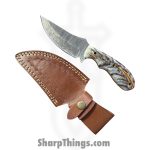 Silverline USA - DM002 - Skinner - Fixed Blade Knife - 1095|15N20 Damascus Clip Point - G10 - Brown|White - Image 7