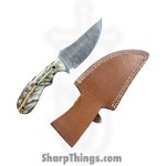 Silverline USA - DM002 - Skinner - Fixed Blade Knife - 1095|15N20 Damascus Clip Point - G10 - Brown|White - Image 8