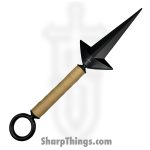 VOC - FS104 - Replica Ninja Kunai Throwing Knife - Fixed Blade Knife - Stainless Coated Spear Point - Wrapped - Black Tan - Image 2
