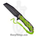 VOC - H-1214-1 - Hunting Knife - Fixed Blade Knife - Stainless Stonewash Modified Tanto - G10 Wrapped - Gray Green