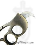 VOC - M078BR - 5" Knuckle Paper Weight w/ Hidden Blade - 440 SS Satin Hawkbill - Zinc - Bronze - Image 4