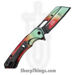 VOC - PWF45RD - Wartech - Assisted Open Knife - Steel Coated Cleaver - Aluminum - Watermelon - Image 2