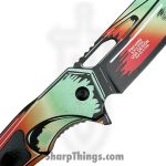 VOC - PWF45RD - Wartech - Assisted Open Knife - Steel Coated Cleaver - Aluminum - Watermelon - Image 3