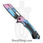 VOC - PWF45RW - Wartech - Assisted Open Knife - Steel Coated Cleaver - Aluminum - Purple Teal