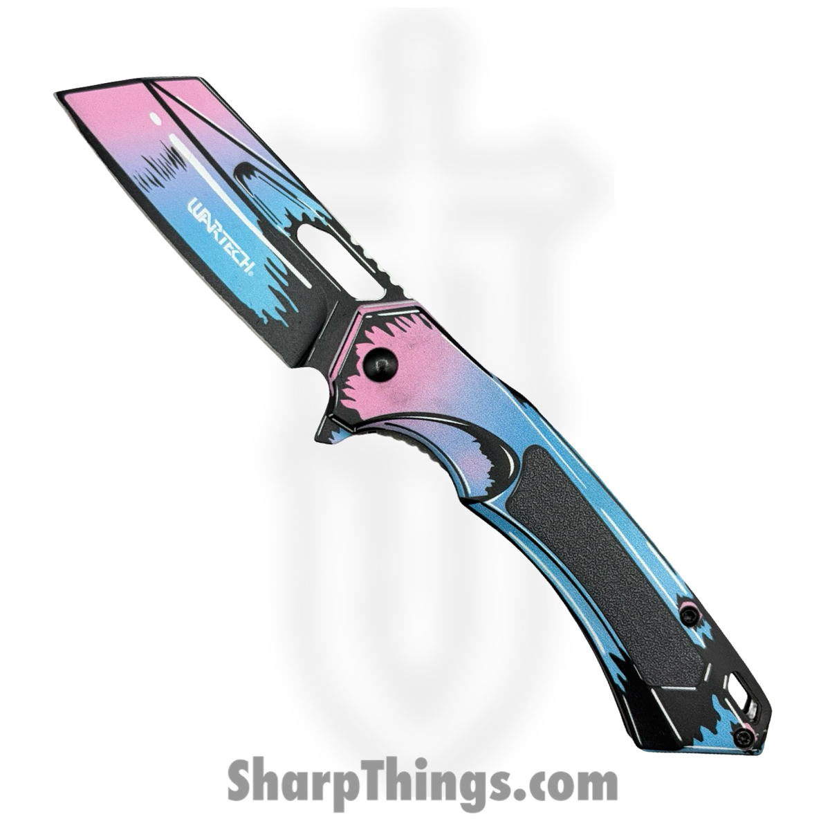 PWF45RW_1.jpg VOC - PWF45RW - Wartech - Assisted Open Knife - Steel Coated Cleaver - Aluminum - Purple Teal - Image 1