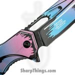 VOC - PWF45RW - Wartech - Assisted Open Knife - Steel Coated Cleaver - Aluminum - Purple Teal - Image 3