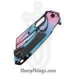 VOC - PWF45RW - Wartech - Assisted Open Knife - Steel Coated Cleaver - Aluminum - Purple Teal - Image 4