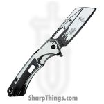 VOC - PWF45WT - Wartech - Assisted Open Knife - Steel Coated Reverse Tanto - Aluminum - Black White - Image 2