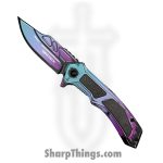 VOC - PWF46RW - Wartech - Assisted Open Knife - Steel Coated Bowie - Aluminum - Purple Teal