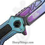 VOC - PWF46RW - Wartech - Assisted Open Knife - Steel Coated Bowie - Aluminum - Purple Teal - Image 3