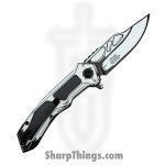 VOC - PWF46WT - Wartech - Assisted Open Knife - Steel Coated Bowie - Aluminum - Black White - Image 2