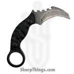 VOC - YC-9109 - Neck Knife - Fixed Blade Knife - 3Cr13 SS Stonewash Karambit - G10 - Black - Image 2