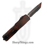 Microtech - 12334-2TPBKORCS - UTX-85 Gen IV SS - OTF Auto - M390MK Coated Tanto P/S - Topographic Aluminum - Black Orange Camo - Image 4