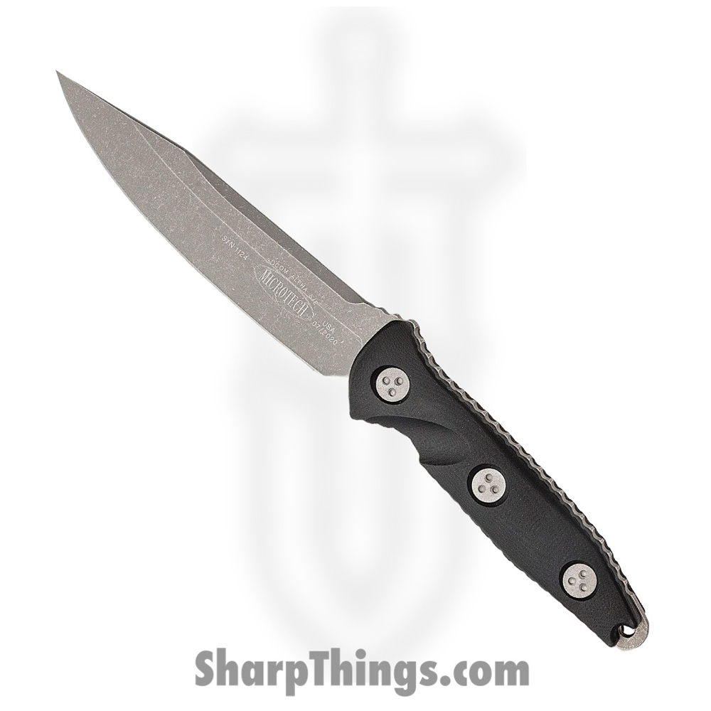 01393220-f782-4433-9af0-30f49bc044e8_113-10AP_1.jpg Microtech - 113-10AP - Socom Alpha - Fixed Blade Knife - Elmax, M390, 204P Apocalyptic Clip Point - G10 - Black - Image 1