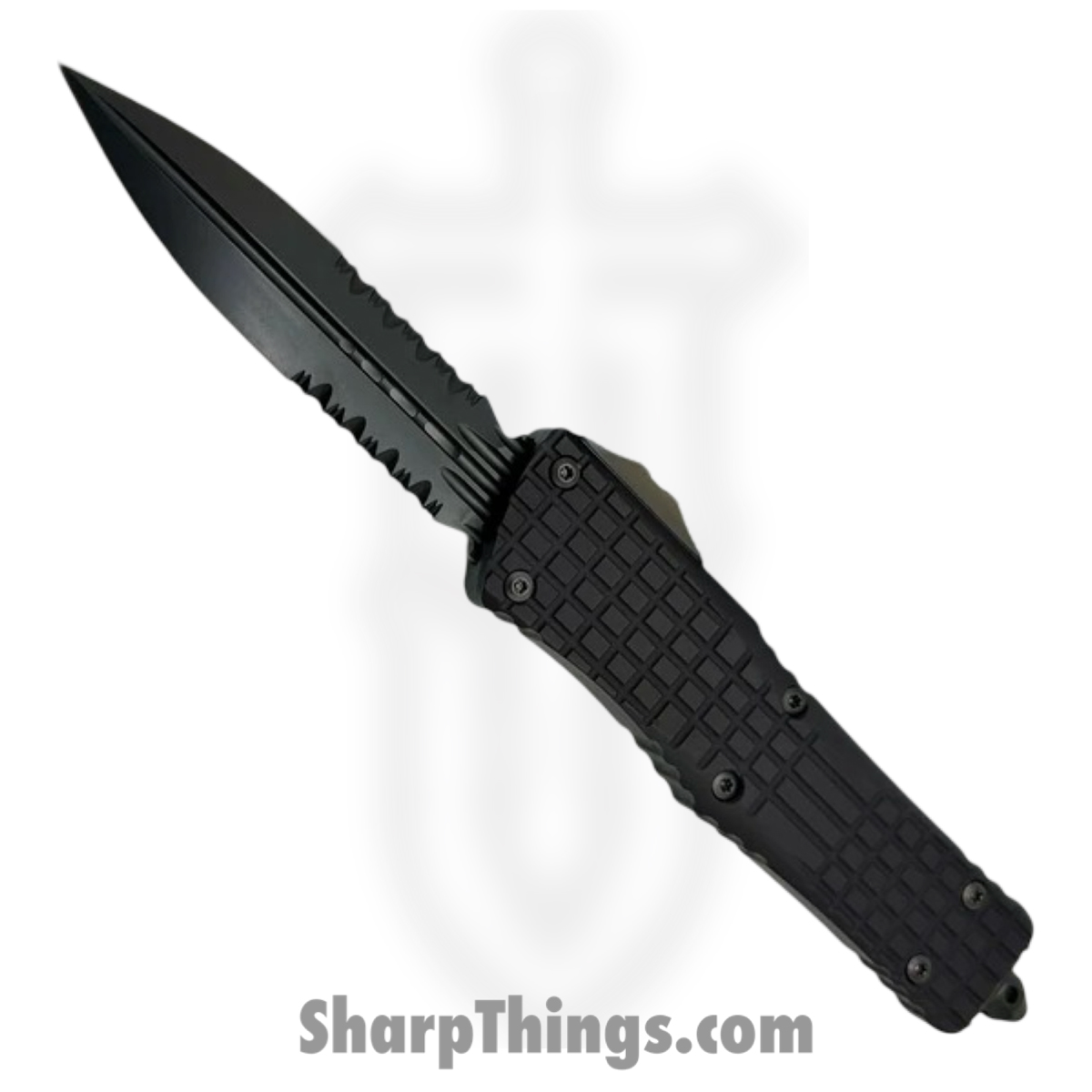 0b2aea0e-71bf-4784-a472-ecea90539911_142-2CT-DSH_1.jpg Microtech - 142-2CT-DSH - Combat Troodon Delta Shadow Series - OTF Auto - DLC P/S Dagger - 6061-T6 Aluminum - Black - Image 1