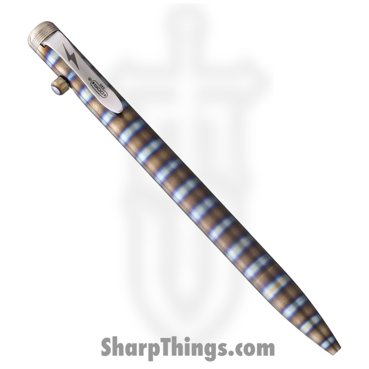 134d4fad-d37b-47ee-bb39-13dc862a304e_DR094_1.jpg Darrel Ralph - DR094 - Thunderbolt Pen - Flamed Titanium - Striped - Image 1
