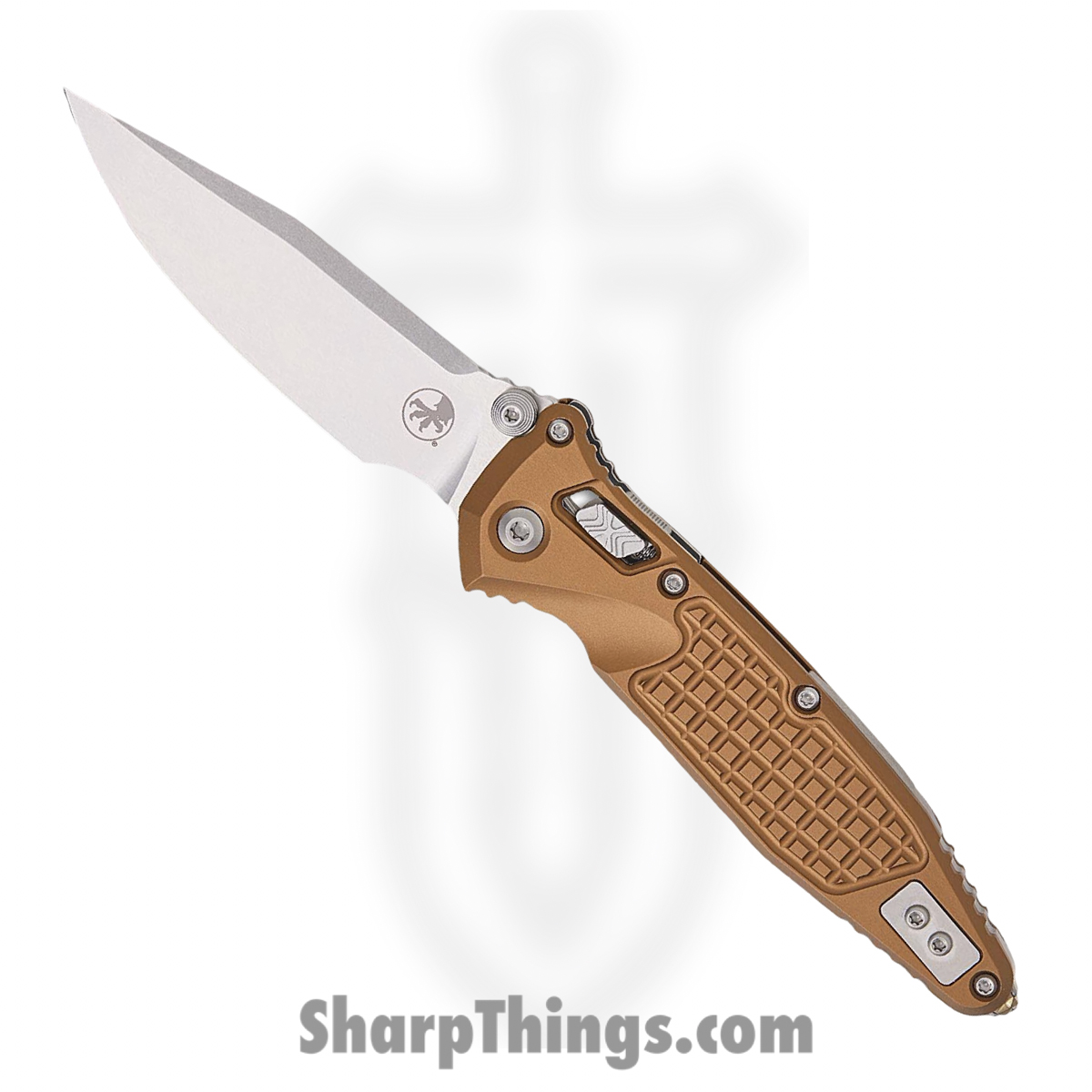 160RL-10FRTA_1.jpg Microtech - 160RL-10FRTA - Socom - Folding Knife - M390MK Stonewash Clip Point - Frag Aluminum - Tan - Image 1