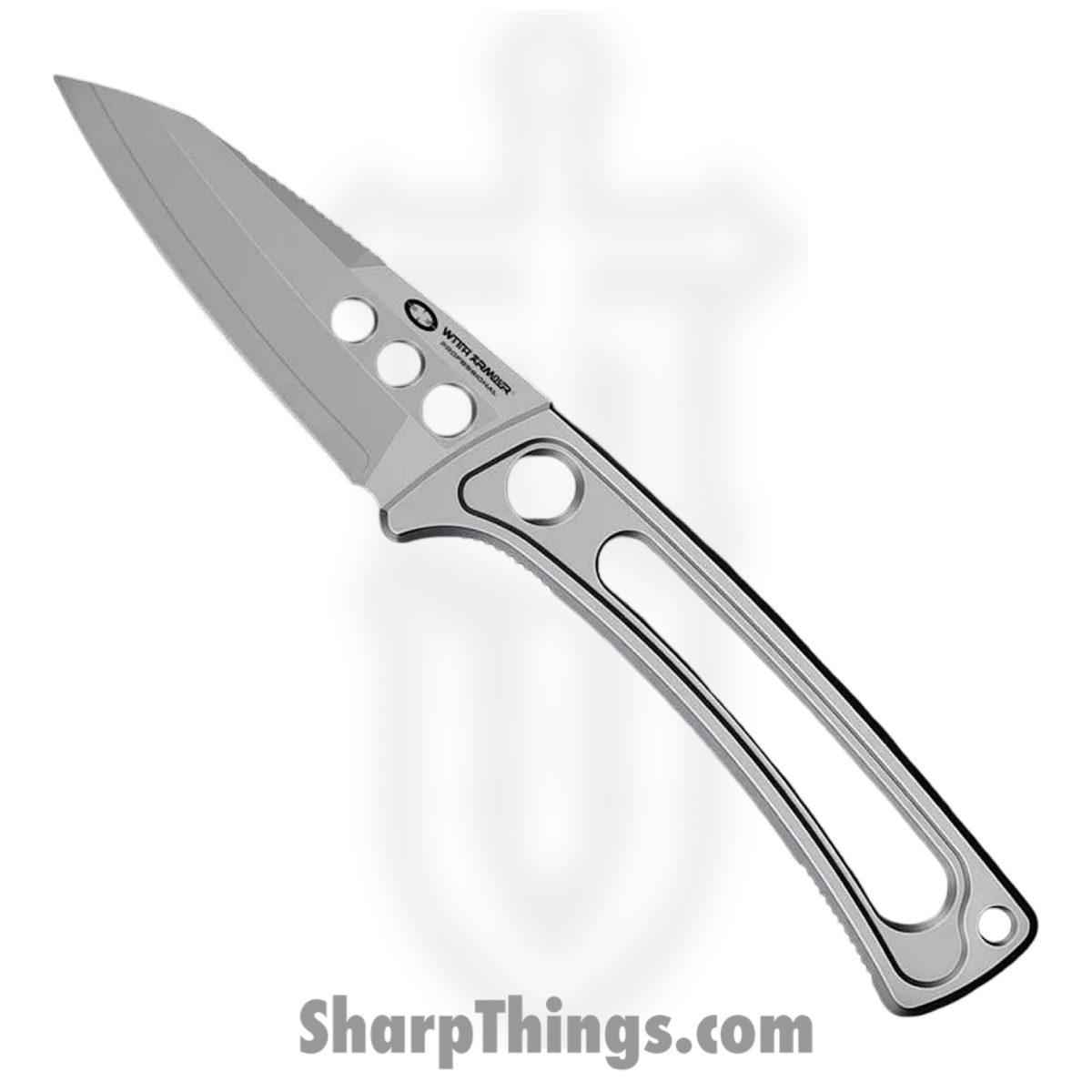 23FYE150-70SL_1.jpg WithArmour - 23FYE150-70SL - Cobra - Fixed Blade Knife - WASTEEL Satin Reverse Tanto - WASTEEL - Silver - Image 1