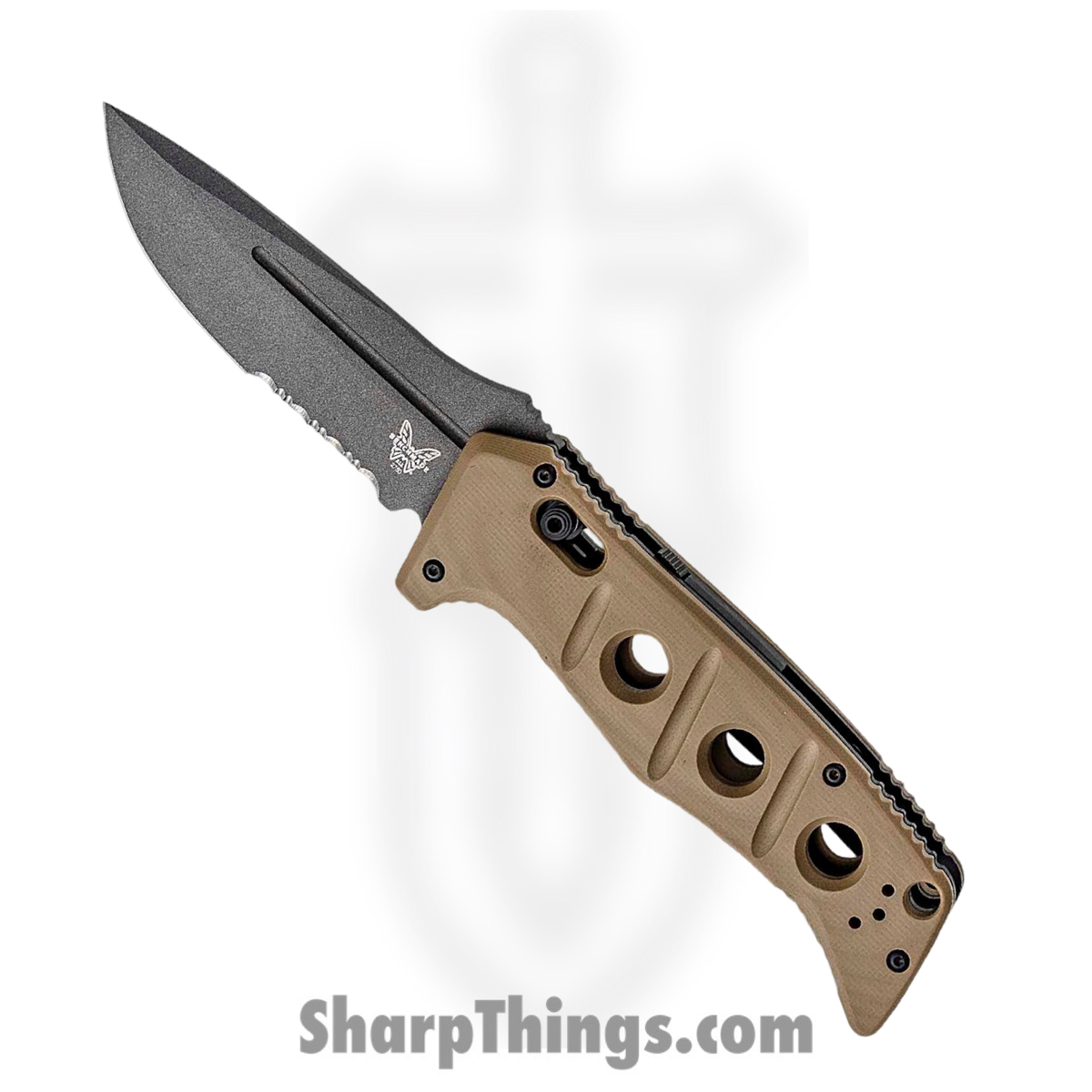 27b0c4ce-3d30-40a0-ad0d-ef80f41d31c6_2750SGY-3_1.jpg Benchmade - 2750SGY-3 - Adamas - Automatic Knife - CPM CruWear Coated Drop Point P/S - G10 - Tan - Image 1