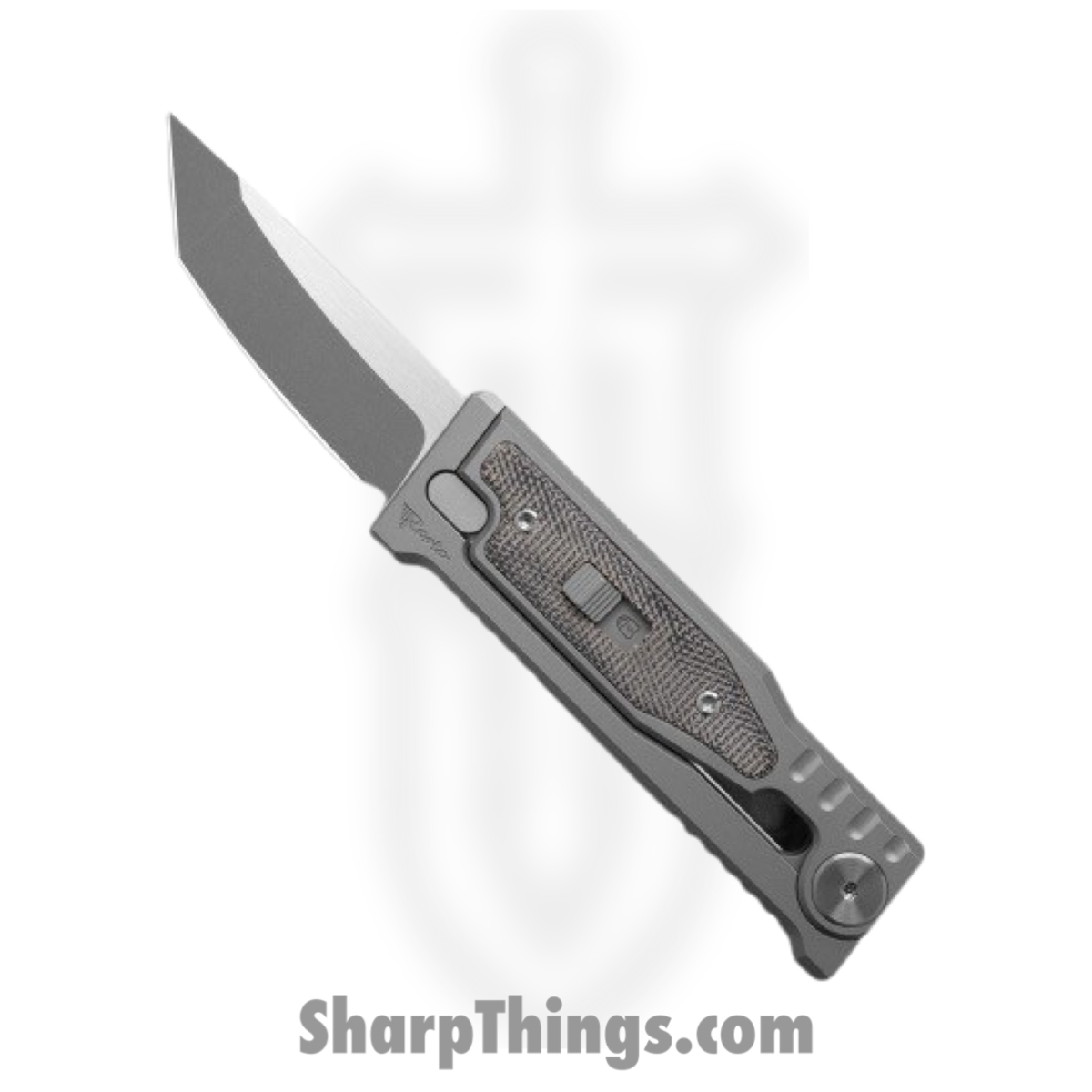 2d6d9e21-2f52-4c73-8982-36ead9888f1a_ExoMinSwTnbk_1.jpg Reate Knives - ExoMinSwTnGr - Mini Exo - Gravity Knife - CPM-3V Stonewashed Tanto - Micarta - Black - Image 1