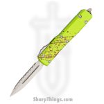 Microtech - 122-12Z - Ultratech - OTF Auto - Elmax. M390, 204P Stonewash Dagger - 6061-T6 Aluminum - Zombie Green