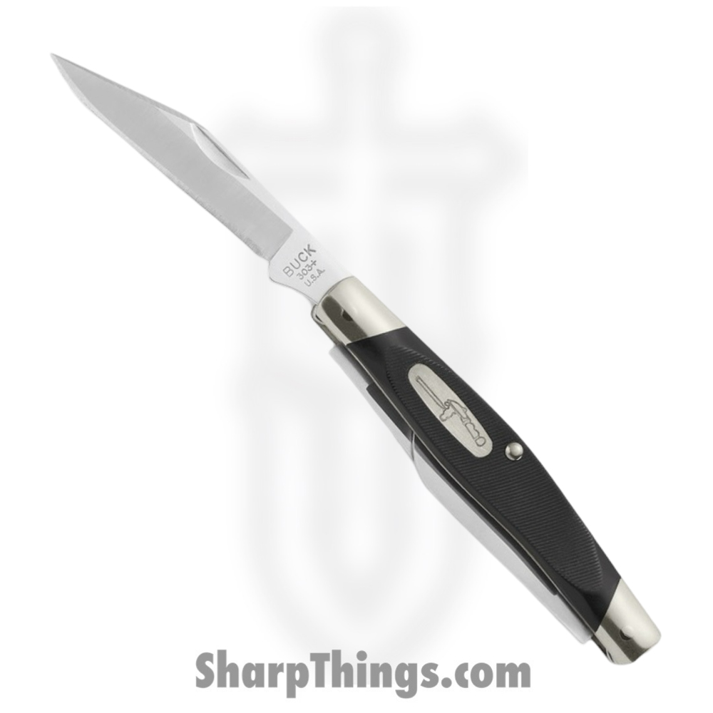 4dfcbf03-4431-4175-b073-4cca4656a2e5_BU303_1.jpg Buck - BU303 - Cadet - Folding Knife - 420HC Satin Multi - Valox with Nickel Silver Bolsters - Black - Image 1