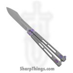 EOS - EOS101 - Trident - Balisong - CPM S30V Stonewash Modified Drop Point - Titanium - Gray Purple