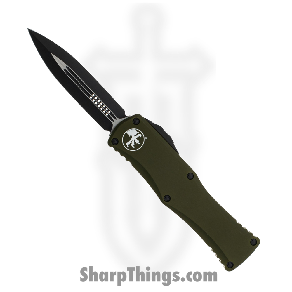 5dde84fd-1b62-4775-80ae-94742f13e9d3_702-1OD_1.jpg Microtech - 702-1OD - Hera - OTF Auto - Elmax Coated Dagger - 6061-T6 Aluminum - OD Green - Image 1