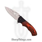 Elk Ridge - ER566SPW - Pakkawood Linerlock - Folding Knife - Stainless Satin Drop Point - Pakkawood G10 - Red Black