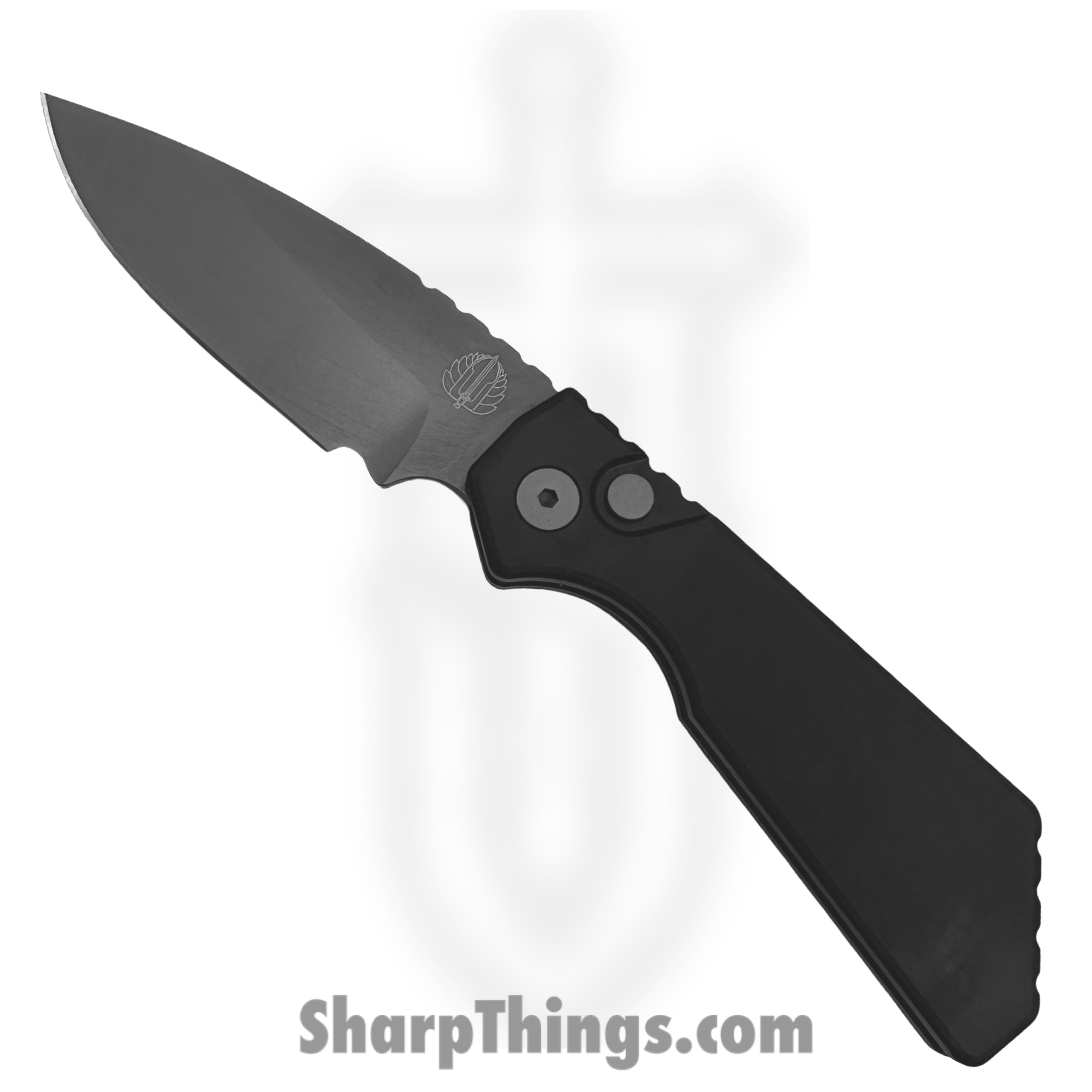 6a1efeb4-ef19-4cff-bbaa-7bc4bcdcead9_PT221_1-scaled-1.png ProTech - PT221 - Strider PT+ - Automatic Knife - CPM MagnaCut Smokey Gray Drop Point - 6061-T6 Aluminum - Black - Image 1