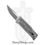 Reate Knives - ExoMinSwDpBk - Mini Exo - Gravity Knife - CPM-3V Stonewashed Drop Point - Micarta - Black