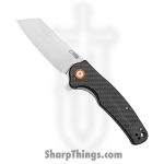 CJRB - J1904CF - Crag - Folding Knife - D2 Stonewash Cleaver - Carbon Fiber - Black