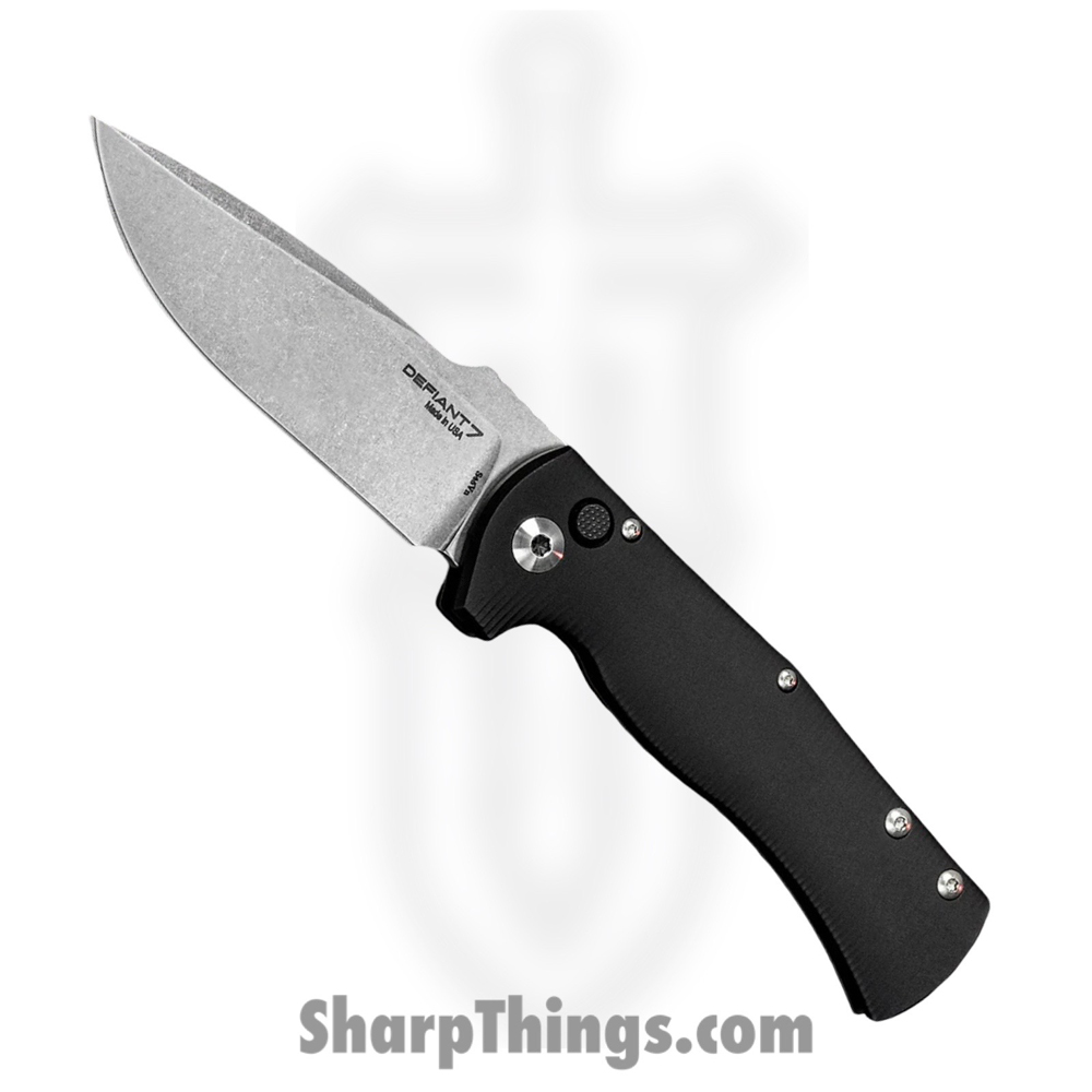 86b763c8-1e5e-4ce8-9ca5-729505fe5ee9_D7-EGL-SW_1.jpg Defiant 7 - D7-EGL-SW - Eagle - Automatic Knife - S45VN Stonewash Drop Point - 6061 Aluminum - Black - Image 1