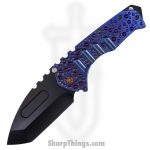 Medford Knife - MK012MPT-37A2-TFCF-BP - Praetorian "T" MagnaCut Tanto Folding Knife - "Dimples" - Blue Violet