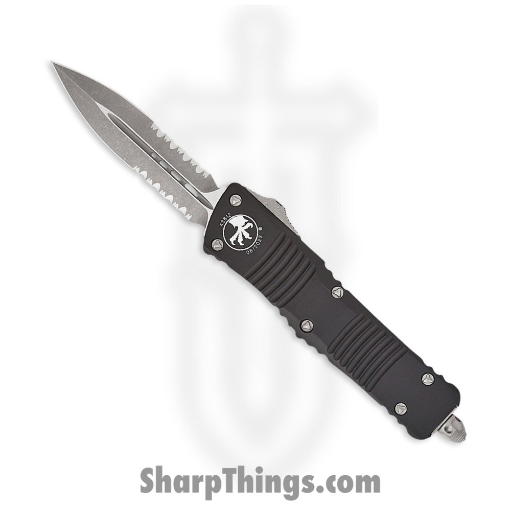 911c59be-35c2-40d6-8660-0d67d78c8c0c_142-11AP_1.jpg Microtech - 142-11AP - Combat Troodon - OTF Auto - Apocalyptic D/E Partially Serrated - 6061-T6 Aluminum - Black - Image 1