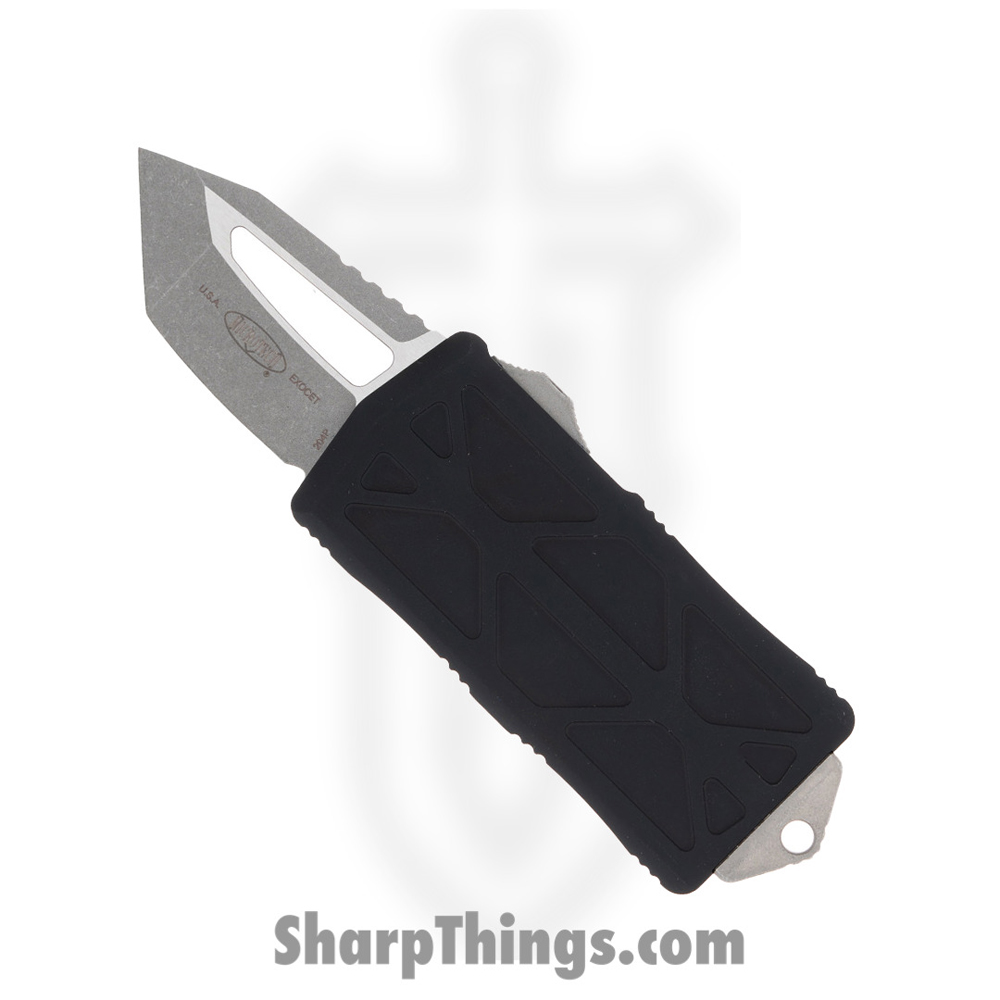 930bae66-2e00-4bb2-a525-868b9375a25e_158-10AP_1.jpg Microtech - 158-10AP - Exocet Money Clip - OTF Auto - M390 Apocalyptic Modified Tanto - 6061-T6 Aluminum - Black - Image 1