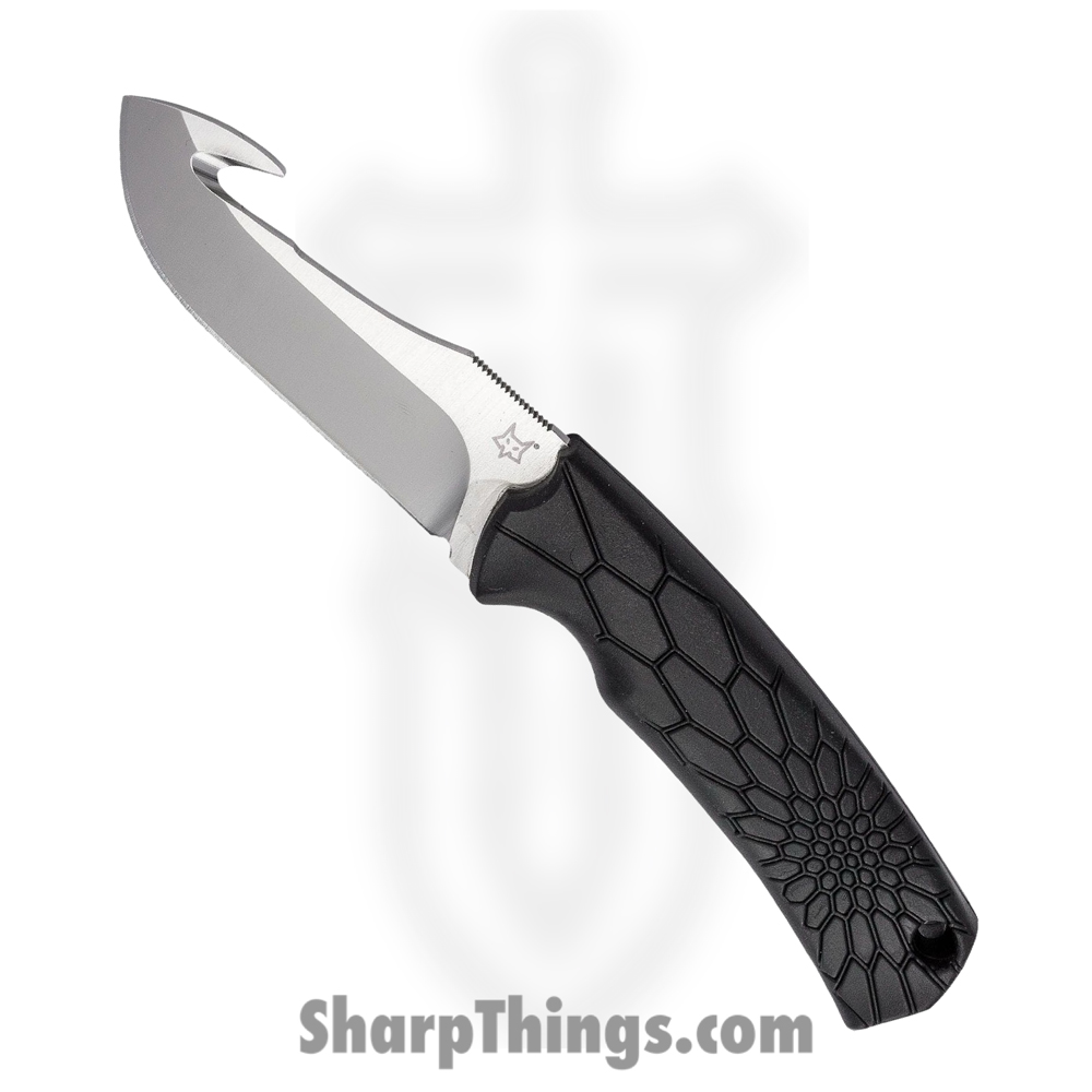 989ced94-ccc8-4e7b-ba29-29be4471d636_FOX607_1.jpg Fox Knives - FOX607 - Core Skinner - Fixed Blade Knife - Becut Steel Satin Drop Point with Guthook - Polypropylene - Black - Image 1