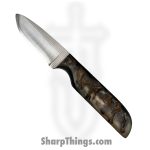 Anza Knives - ANZA-10F-17 - Work Knife - Fixed Blade Knife - Carbon Steel Satin Drop Point - Sheep Horn - Black Brown