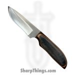 Anza Knives - ANZA-12F-12 - Rancher - Fixed Blade Knife - Carbon Steel Satin Drop Point - Mixed Wood - Black Brown