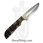 Anza Knives - ANZA-12F-19 - Work Knife - Fixed Blade Knife - Carbon Steel Satin Diamondback Drop Point - Sheep Horn - Tan Multi - Image 2