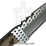 Anza Knives - ANZA-12F-19 - Work Knife - Fixed Blade Knife - Carbon Steel Satin Diamondback Drop Point - Sheep Horn - Tan Multi - Image 4