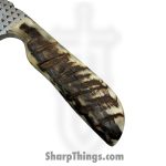 Anza Knives - ANZA-12F-19 - Work Knife - Fixed Blade Knife - Carbon Steel Satin Diamondback Drop Point - Sheep Horn - Tan Multi - Image 5
