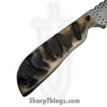 Anza Knives - ANZA-12F-19 - Work Knife - Fixed Blade Knife - Carbon Steel Satin Diamondback Drop Point - Sheep Horn - Tan Multi - Image 6