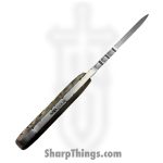 Anza Knives - ANZA-12F-19 - Work Knife - Fixed Blade Knife - Carbon Steel Satin Diamondback Drop Point - Sheep Horn - Tan Multi - Image 7